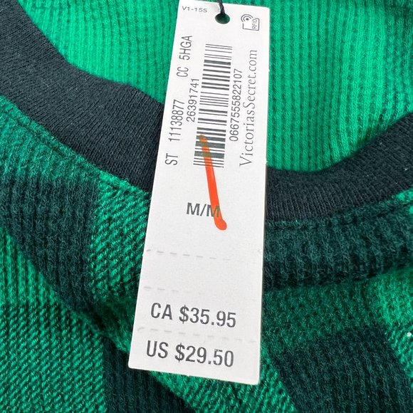 Victoria's Secret Womens Buffalo Print Thermal Sleepshirt Green Plaid Medium NWT - Picture 6 of 8
